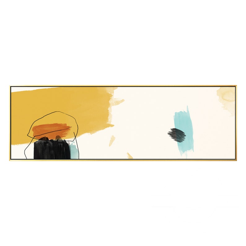 Frame Wall Art Abstract Blue Yellow Black and White Print Etsy