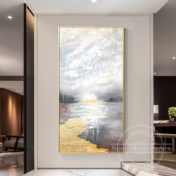 柏原　覚太郎作　【大島】　抽象的な風景画 金色フレーム付き 抽象的な風景画 金色フレーム付き 柏原 覚太郎作 【大島】 抽象的な