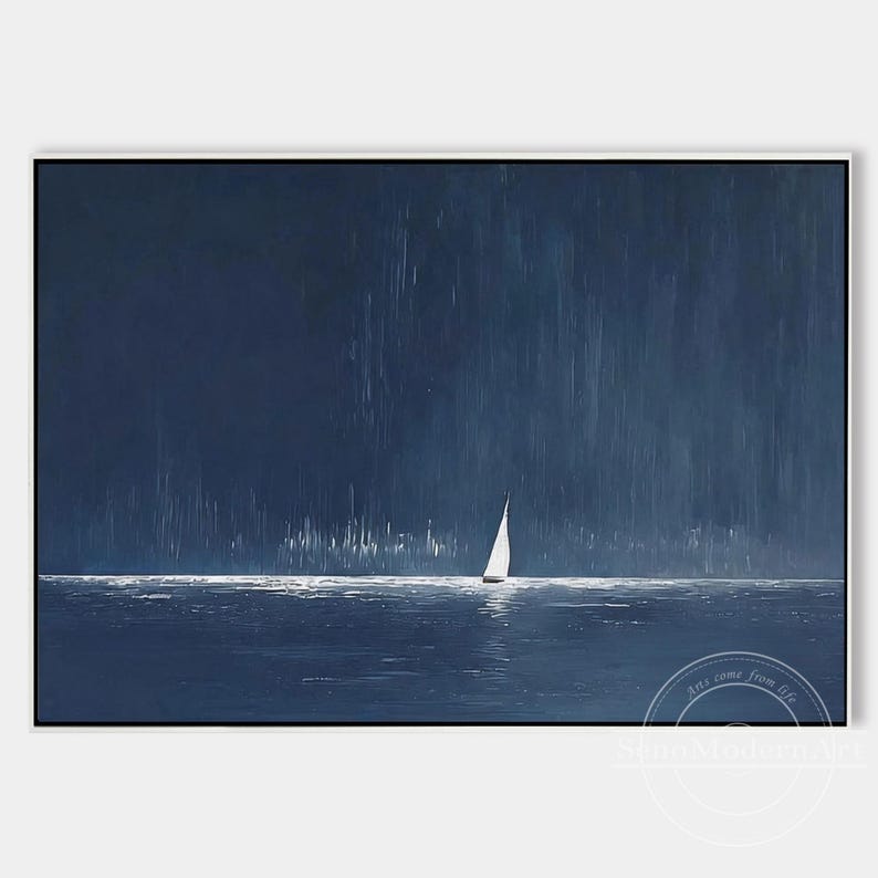 Deep blue sea horizon painting