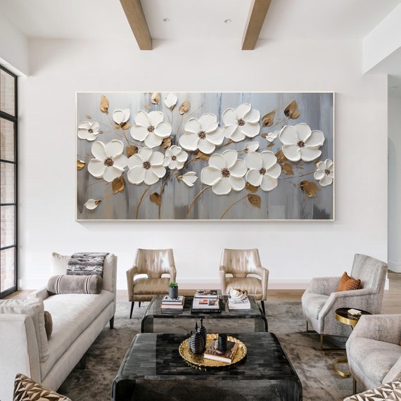 Contemporanea Grande Tela Wall Art Incorniciato Arte Astratta Blu E Oro Texture Tela Pittura A Olio Arte Opere D'arte Per La Casa Portico 65x130cm(26x52in) Con Cornice