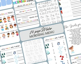 14 Page Winter Themed Morning Menu