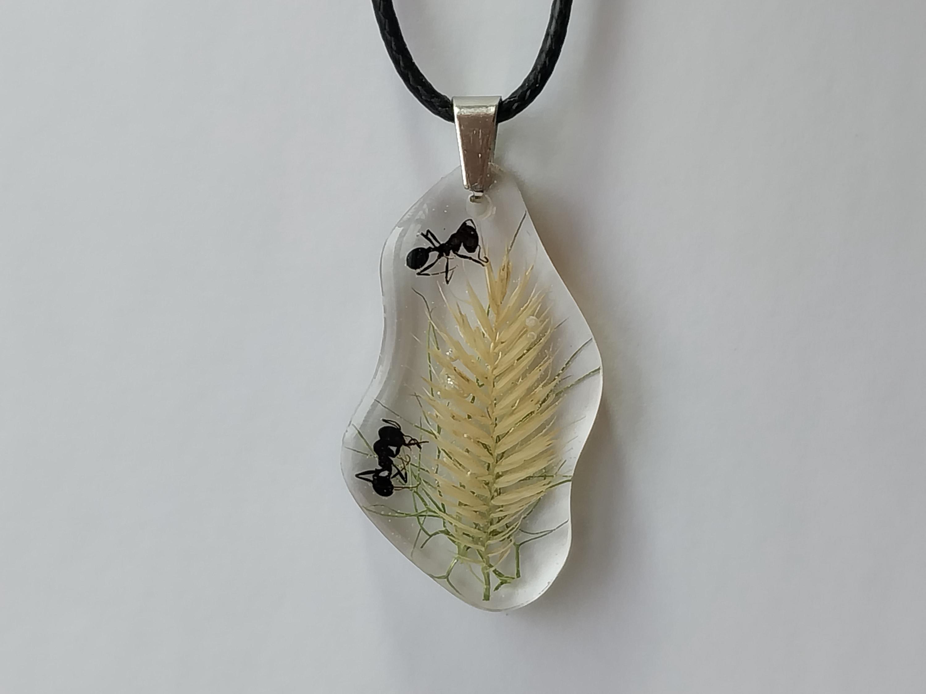 Ant Pendant Necklace, Real 2 Ants Pendant Necklace, Handmade 