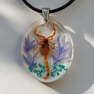 Scorpion resin necklace, real Scorpion handmade resin Pendant Necklace, Wiccan jewelry, nature jewelry, terrarium necklace