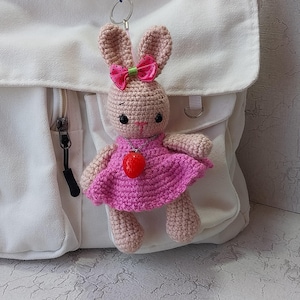Bunny soft keychain, Rabbit handmade bag decor, gift for her, birthday gift, Bunny bag decor, bag accessories