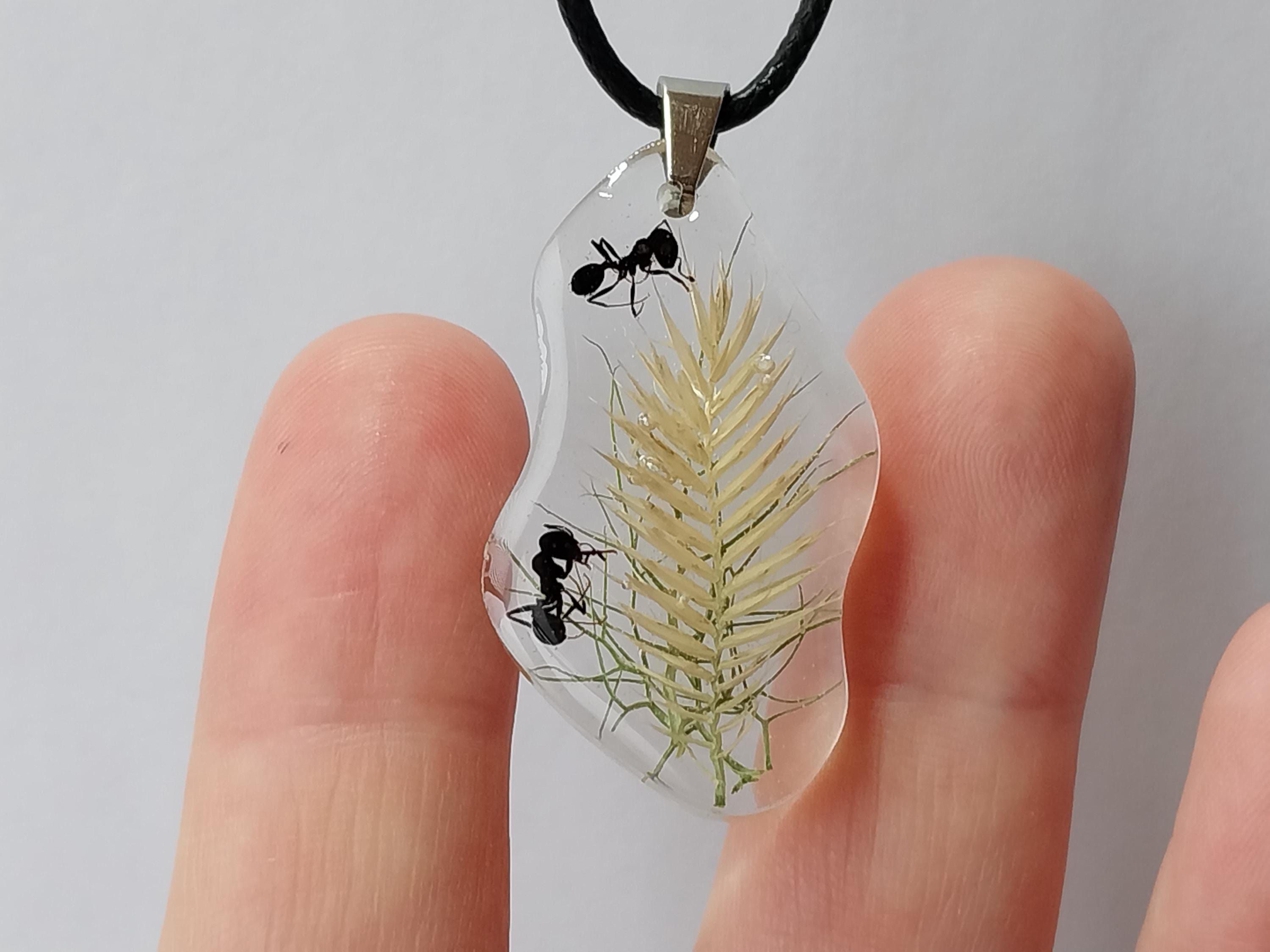 Ant Pendant Necklace, Real 2 Ants Pendant Necklace, Handmade 
