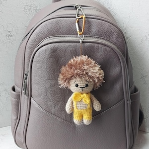 Hedgehog soft keychain, handmade knitted Hedgehog, Hedgehog bag decor, bag charm