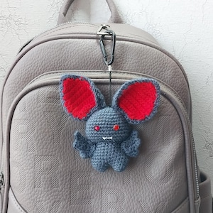 Bat Vampire keychain, knitted small Bat charm, Halloween souvenir, Bat keychain, bag decor, Halloween decoration, bag accessories, bag charm