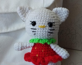 Kitty soft bag charm, Kitty handmade knitted soft toy bag charm, Kitty bag decoration, bag accessories, kawaii Kitty soft charm