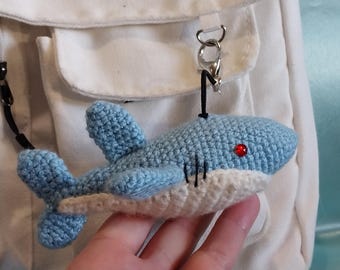 Shark soft keychain, handmade knitted cute charm Shark, Shark keychain, Shark Bag decor, gift for friend, Shark charm