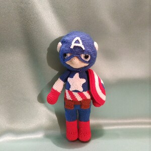 Superheroes soft toy, Captain America and little Spiderman handmade knitted toys, interior decoration, nursery decor, baby toys, baby gift