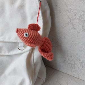 Fish soft toy keychain, handmade knitted Fish keychain, bag decor, stuffed animals, gift for friend, funny pendant, bag kit