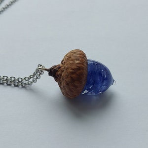 Acorn necklace, Real Oak Acorn charm Necklace, Flower Acorn, handmade nature jewelry, Acorn with cornflower petals, Woodland Jewelry, eco