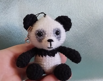 Panda soft keychain, handmade Panda soft toy, Panda nursery decor, stuffed animals, crochet Panda, gift for friend, knitted toy
