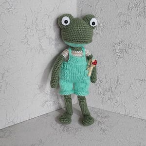 Frog soft toy, handmade knitted Frog interior figure, funny knitted Frog souvenir, handmade interior decoration, nursery decor, baby gift