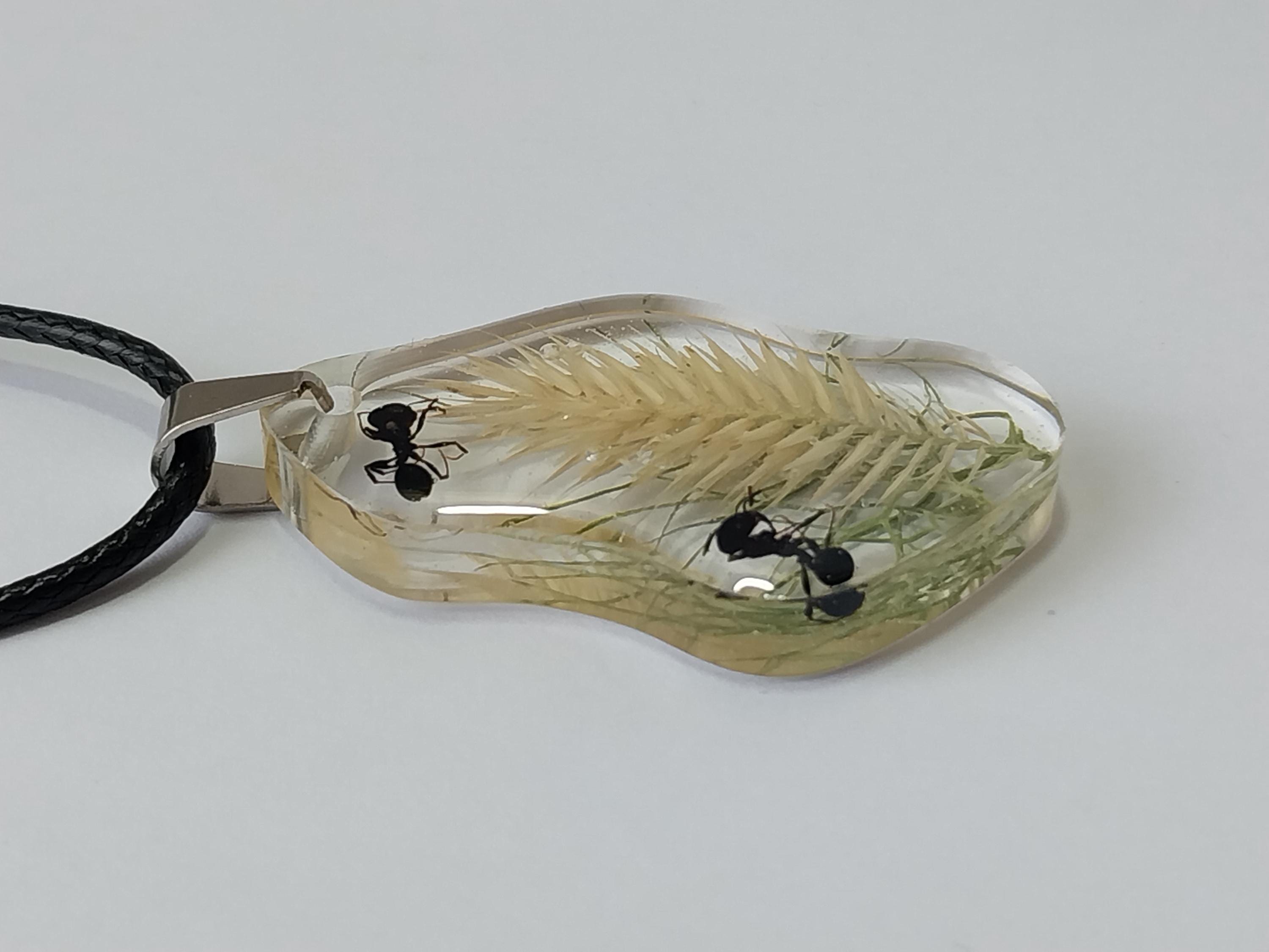 Ant Pendant Necklace, Real 2 Ants Pendant Necklace, Handmade 