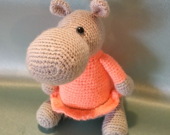 Hippo soft toy, knitted Hippo, baby gift, funny souvenir, nersery decor, handmade stuffed toy, gift for her, safari animals