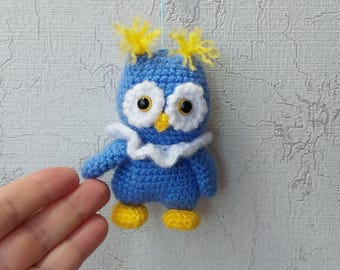 Owl soft bag charm, handmade knitted Owl bag charm, bag decor, bag accessories