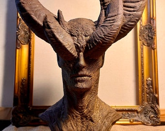Lucifer- lain - horn - sculpture - bust