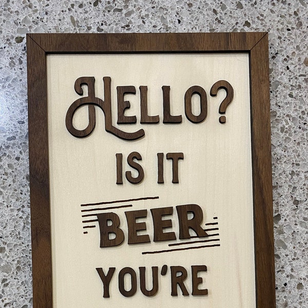 Hello Beer Sign - Digital File only - SVG and PDF versions - Glowforge laser file