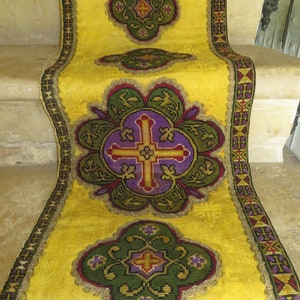 French Antique Alter/Antependium Frontal Cover/ Religious Church Liturgical Cover/Needlepoint/ 1880s/3 Meters Long.