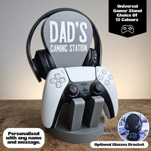 Headphone And Controller Holder, Headset And Controller Stand, 40th Birthday Gifts For Husband, Daddy Christmas Gift For Dad, Gamer Daddy