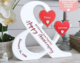 Anniversary Plaque, 40th Anniversary Gift For Parents, 40th Wedding Anniversary Gift, Ruby Anniversary Gift For Husband, 40 Year Anniversary
