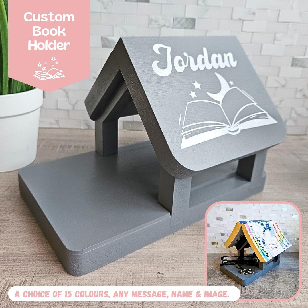 Custom Book Rest Wood Book Page Holder, Personalized Book Holder Night ...
