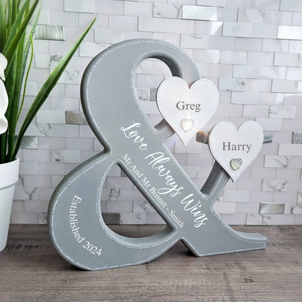 Love Always Wins Wedding Plaque Gift, Mr And Mr Sign, Gay Wedding Gift For Couple Unique Wedding Present For Gay Couple Gift, Newlywed Sign