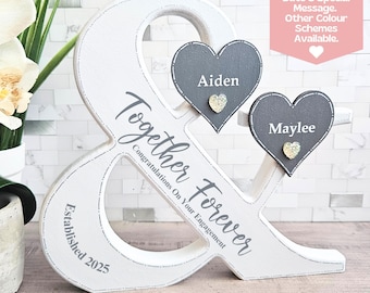 Engaged Sign Engagement Plaque With Names, Friend Engagement Gift For Couple Ornament, Engaged Daughter Gift, Engaged Gift, Together Forever