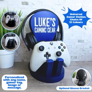 Gaming Stand, Headset Controller Holder, Personalised Headphone Stand, Gamer Birthday Gift For Boyfriend Gaming Room Decor, Gamer Gift For