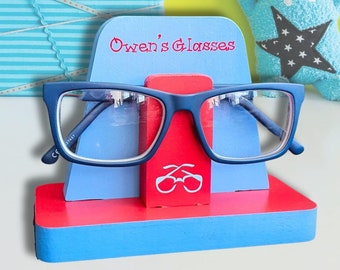 Personalized Glasses Holder For Kids Eyeglasses Holder For Desk, Kids Birthday Gift For Toddler Boy Christening Gift For Godson, Tween Boy