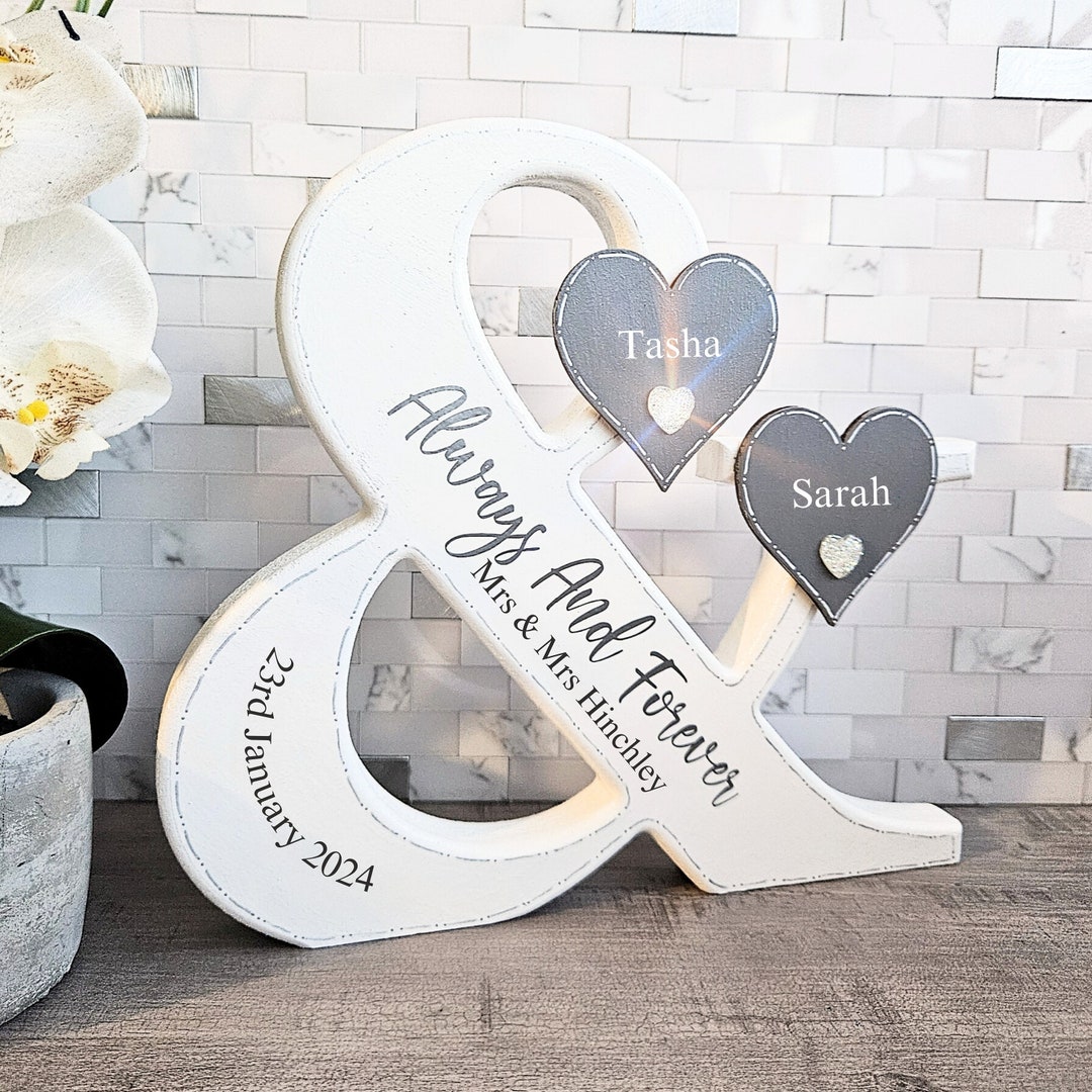 Mrs and Mrs Sign, LGBTQ Wedding Gift for Lesbian Couple Plaque, Gay Couple Gift, Gay