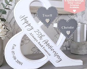 25th Wedding Anniversary Sign, Unusual 25th Anniversary Gifts For Couple, Silver Anniversary Gift For Husband, Silver Anniversary Presents
