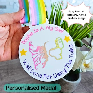 Childrens Medals Personalised Princess Gifts For Little Girls Well Done Gifts For Kids Potty Training, Toilet Training Reward, Custom