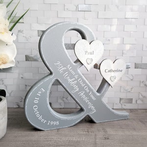 25th Anniversary Gift For Parents, Silver Anniversary Gift For Couple Sign, Established Sign For Anniversary Keepsake, Romantic Anniversary image 5
