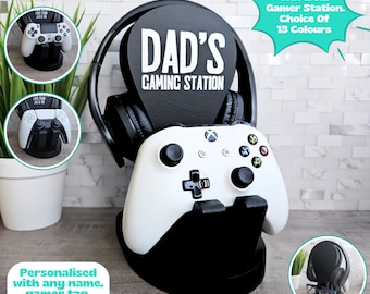 Game Holder, Gaming Display, Headphone Controller Stand, Headset Controller Holder, Charging Station, Gaming Birthday Gift, Gamer Dad Gift