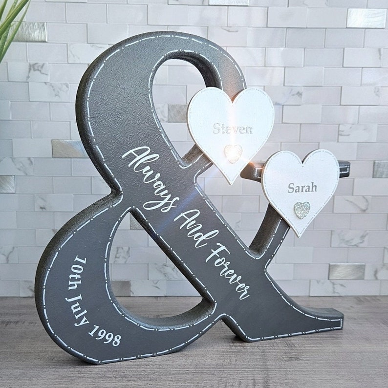 25th Anniversary Gift For Parents, Silver Anniversary Gift For Couple Sign, Established Sign For Anniversary Keepsake, Romantic Anniversary image 6