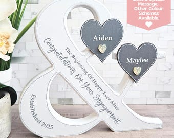 Personalized Engagement Sign Custom Engagement Plaque, Engagement Present, Engaged Gift, Lesbian Engagement Gifts For Couple Unique Letter