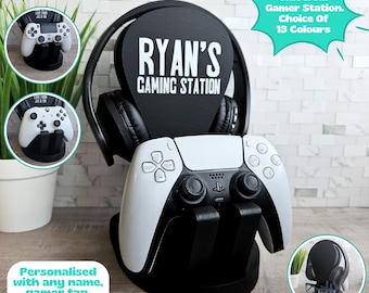 Game Holder, Controller Stand, Headset And Controller Holder,  Gamer Room Decor For Teens, Charging Station, Gaming Birthday Gift For Gamer