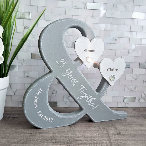 Couple Established Sign, 25th Wedding Anniversary Gift For Mum And Dad, Silver Anniversary Presents For Parents, 25 Years Together Sign