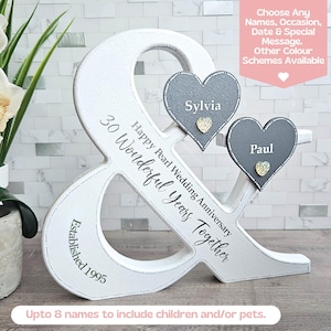 Pearl Anniversary Gift For Couples Plaque, 30 Years Together Sign, 30th Anniversary Gift For Parents, Established 1995, Decorative Letters