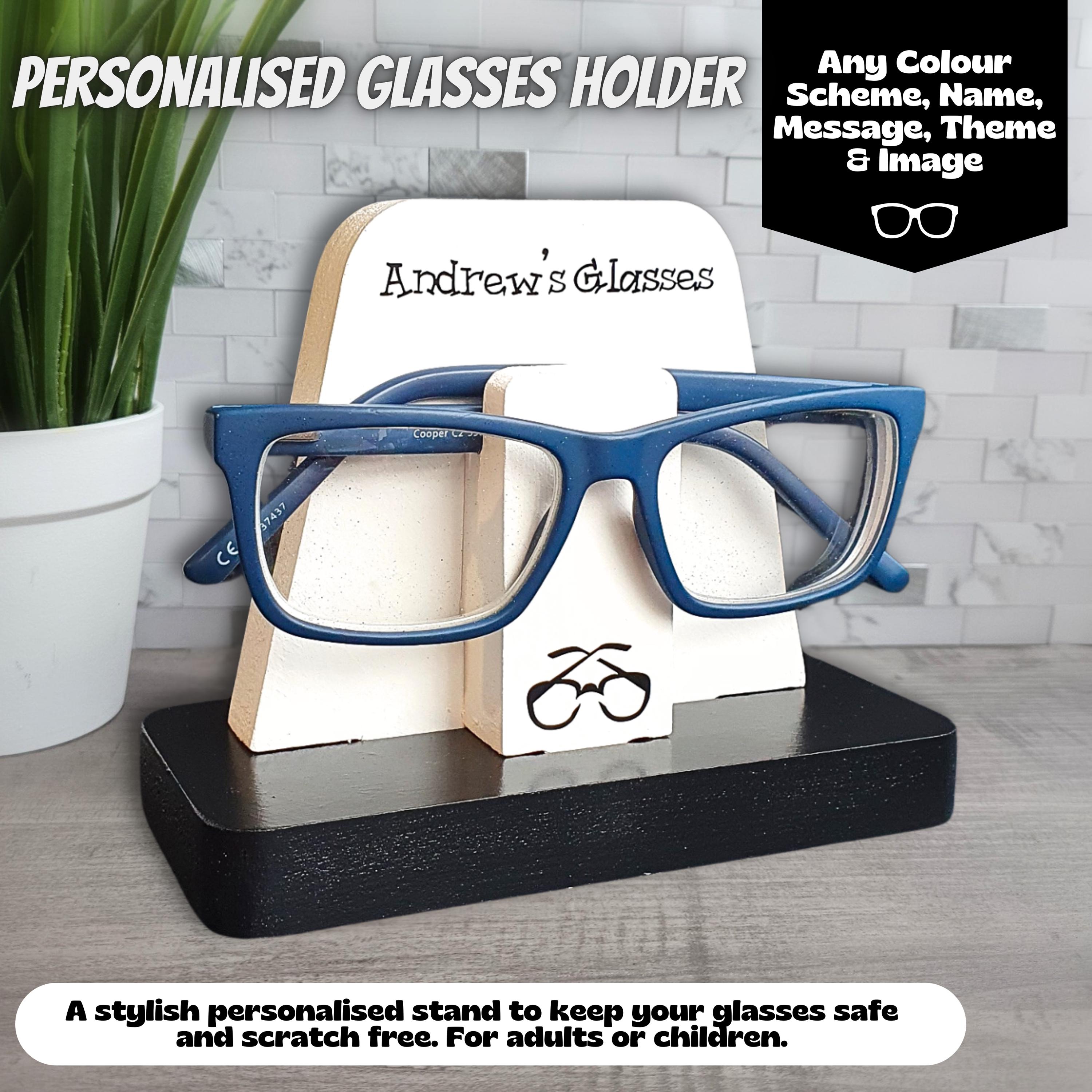 Custom Glasses Holder For Men, Mens Nightstand Organizer, Son Birthday Gift For Teenager, Dad Presents, Wood Anniversary Gift For Husband