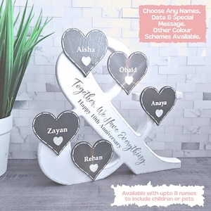Our Family Plaque Wooden Blended Family Sign Personalized Anniversary Date Gift, 10th Anniversary Gift For Wife 10 Years Together Sign Tenth