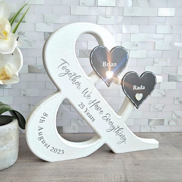 25th Anniversary Gift For Parents, Silver Anniversary Gift For Couple Sign, Established Sign For Anniversary Keepsake, Romantic Anniversary