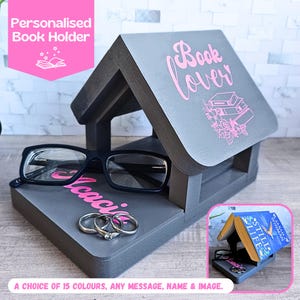 Triangle Book Stand Holder, Book Holder Night Stand, Custom Book Rest Wood, Personalised Book Gifts For Book Lover Gift For Her Reading Gift