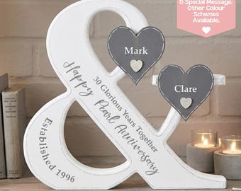 Regalo de 30º aniversario para padres: Letrero de 30 años de casados, letrero de fecha de aniversario, adorno personalizado para parejas, letrero de 30º aniversario de bodas.