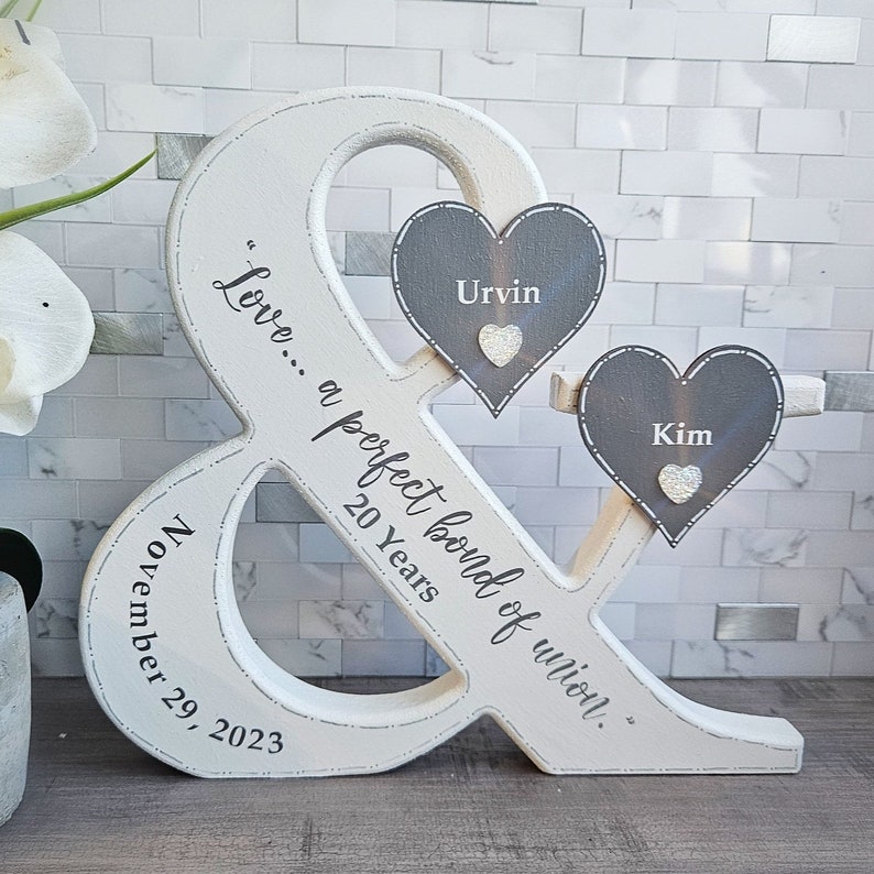 25th Anniversary Gift For Parents, Silver Anniversary Gift For Couple Sign, Established Sign For Anniversary Keepsake, Romantic Anniversary image 9