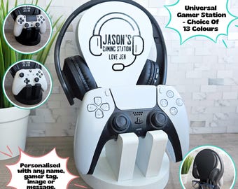 Personalized Controller Headset Stand, Gaming Station Custom Controller Stand, Gaming Desk Accessories, Gaming Boyfriend Gift, Gamer Husband