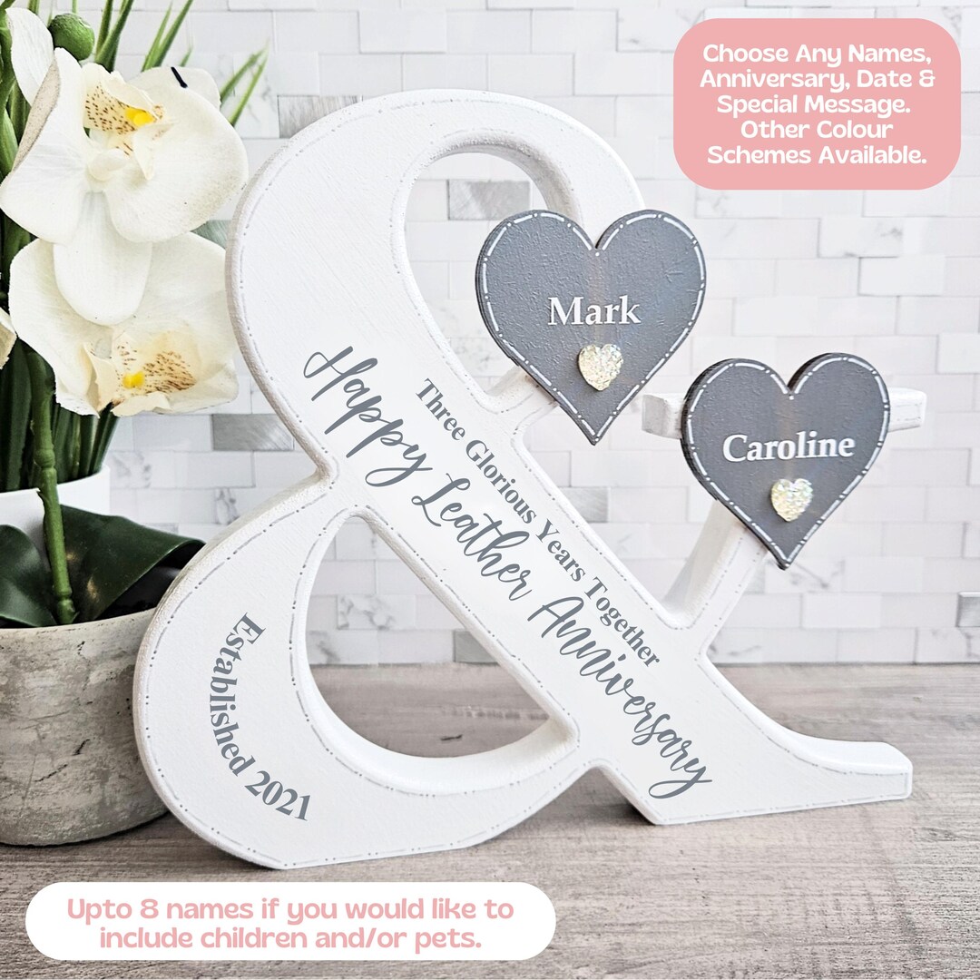 Monogram Sign, 3rd Anniversary Gift for Couple, 3rd Wedding Anniversary ...
