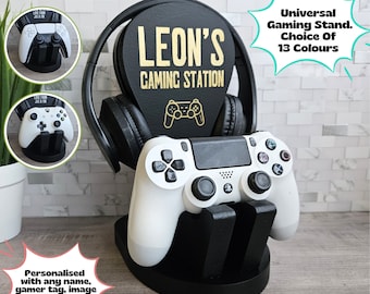 Personalized Gaming Station, Headphone Controller Stand, Gamer Gift